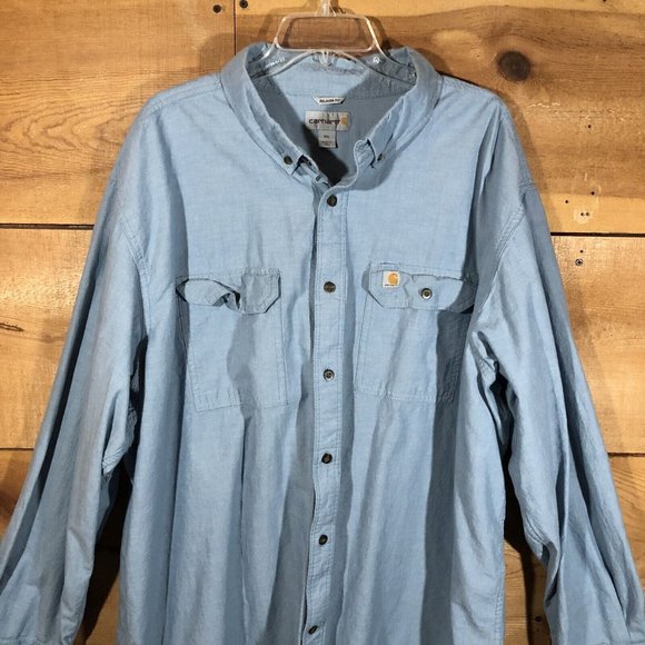 Carhartt Relaxed Fit Button Down Shirt Mens Size 3XL Long Sleeve Work Pockets - Picture 3 of 12